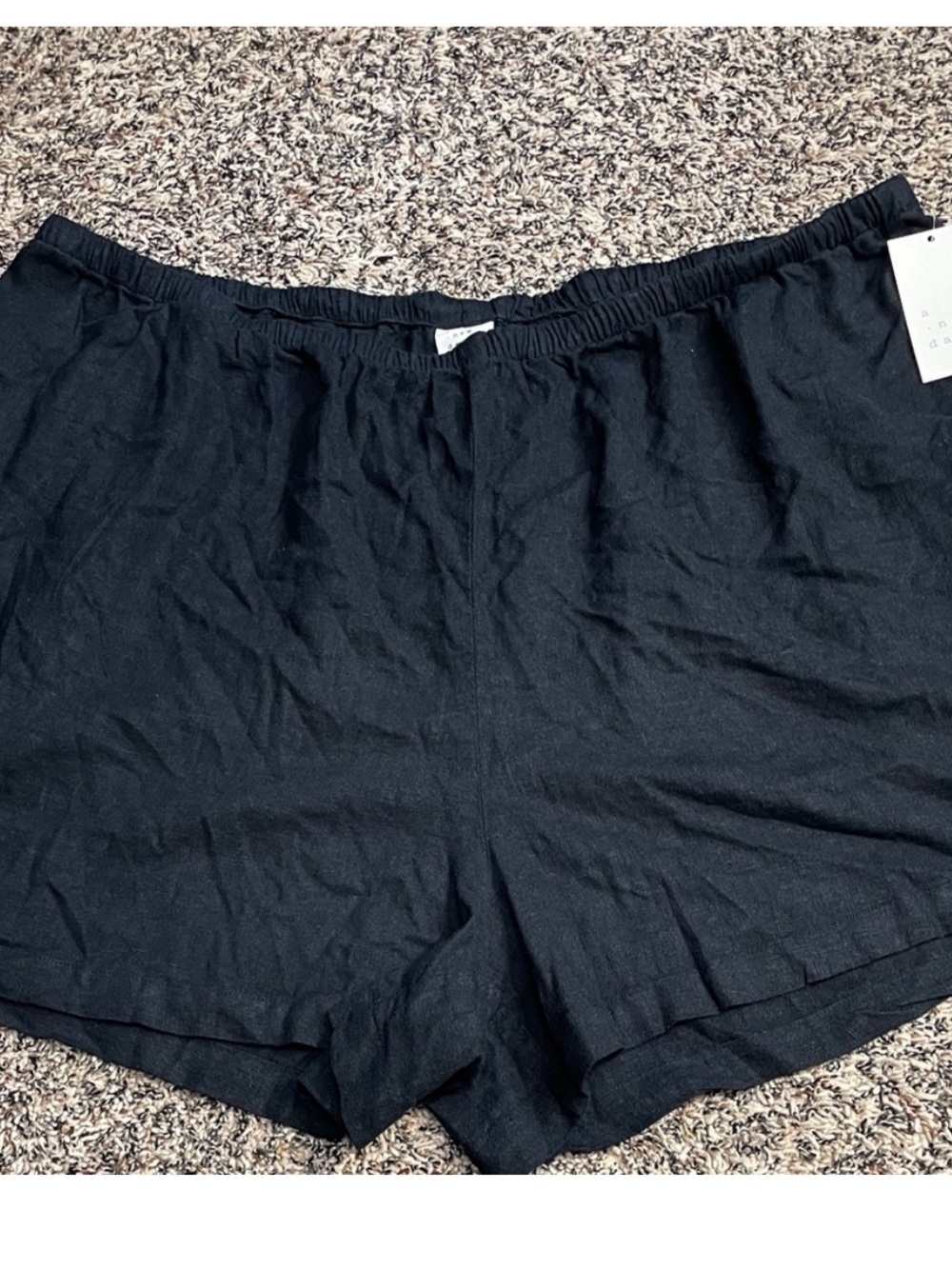 A New Day Pull On Black Linen Relaxed Fit Mid Rise Casual Shorts M | NWT